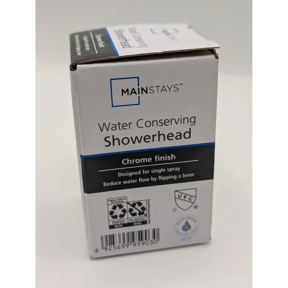 Mainstays Water Conserving Showerhead Chrome Single Spray 1.8 GPM SJ-SH028-1 NEW